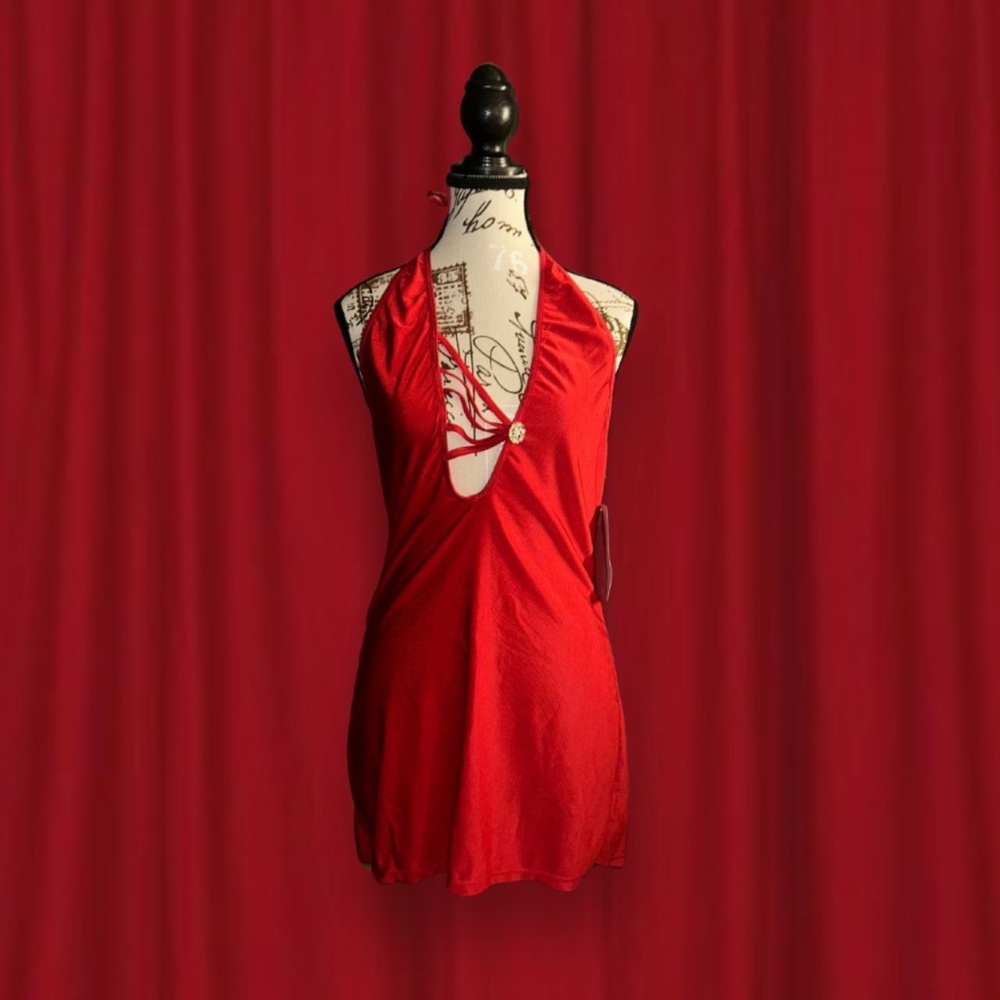 deadstock red mini club plus dress nwt